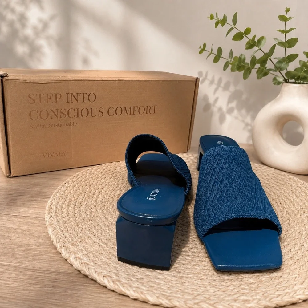 VIVAIA Denim Blue Knit Mule Heels | EU 40 / US 9 - Picture 4 of 8